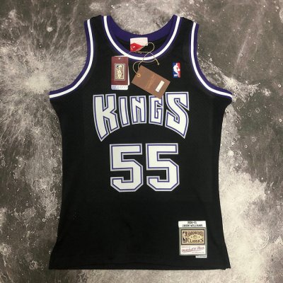 NBA 55 Jason Williams Sacramento Kings Maillot Retro noir imprimé